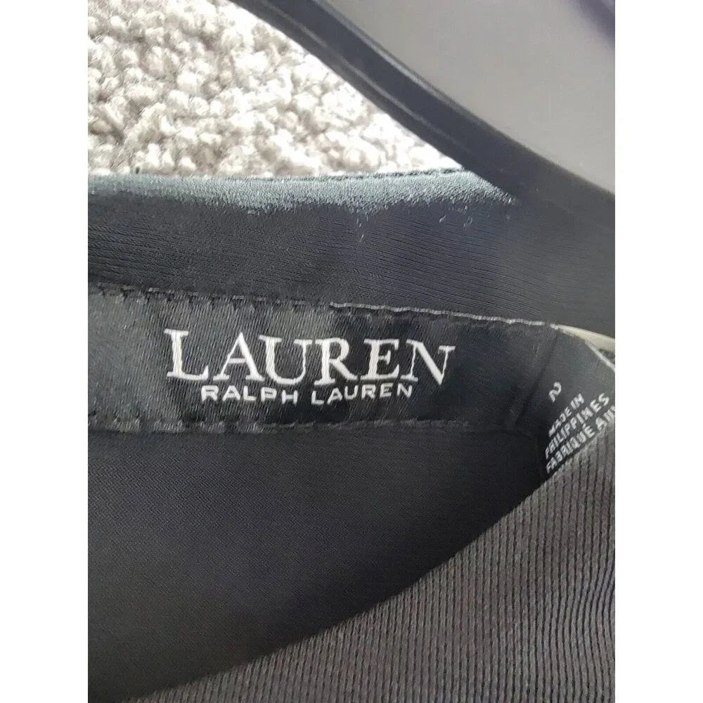 Lauren Ralph Lauren Pleated Stretch Jersey Cocktail Dress Women's 2 Black Zipped - Picture 9 of 15